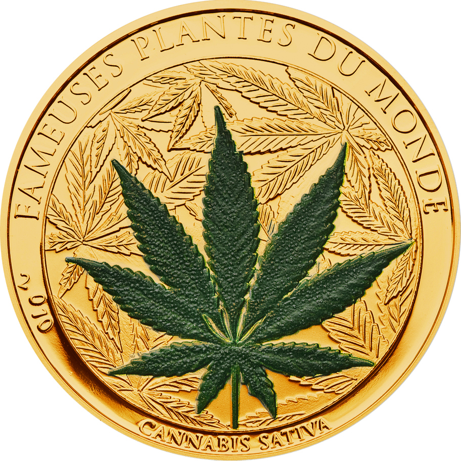 Benin 2010 100 Francs Cannabis Sativa CuNiAu Gold Coin