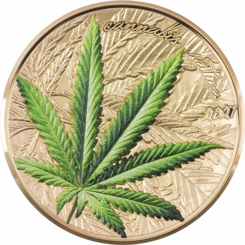 Benin 2021 1000 Francs Cannabis Sativa High Relief Gilded