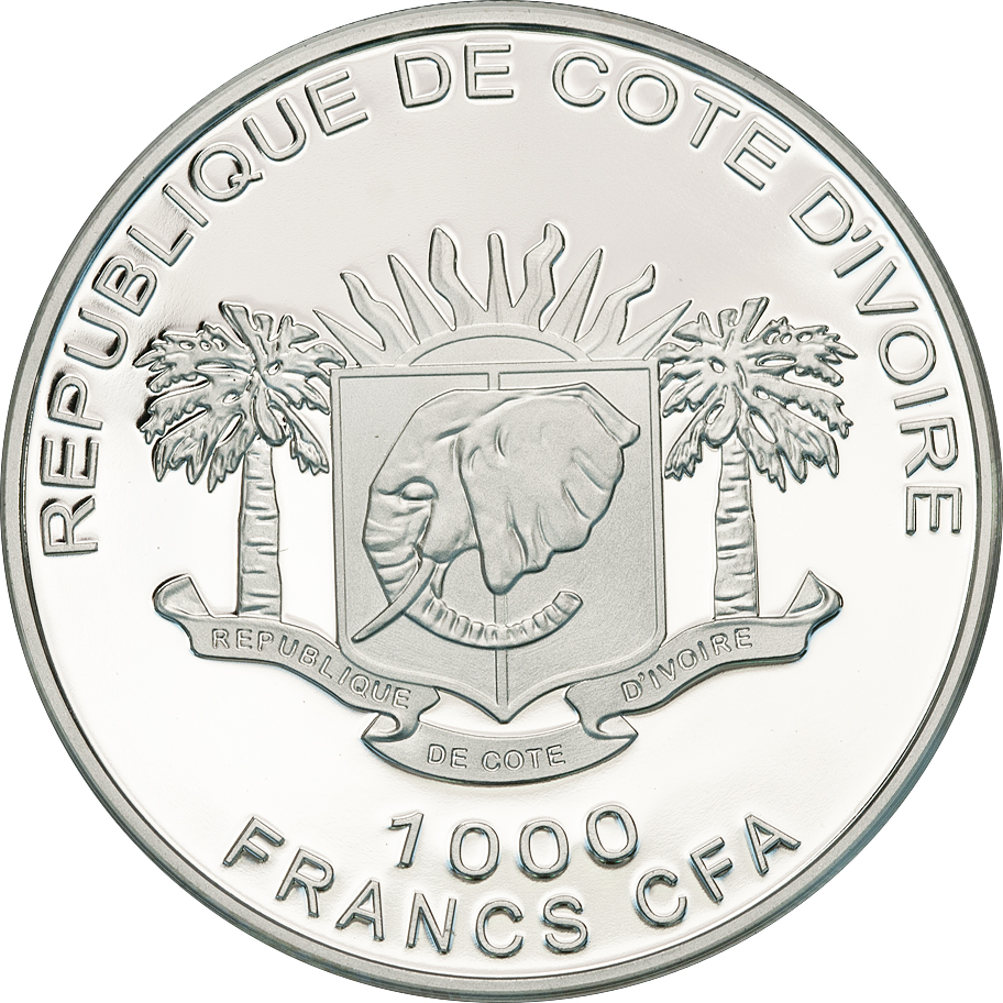 Ivory Coast 2011 1000 Francs Sabre Tooth Tiger Silver Coin