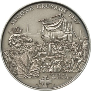 Cook Islands 2009 5 Dollars 2nd Crusade Louis VII of France Silver Coin