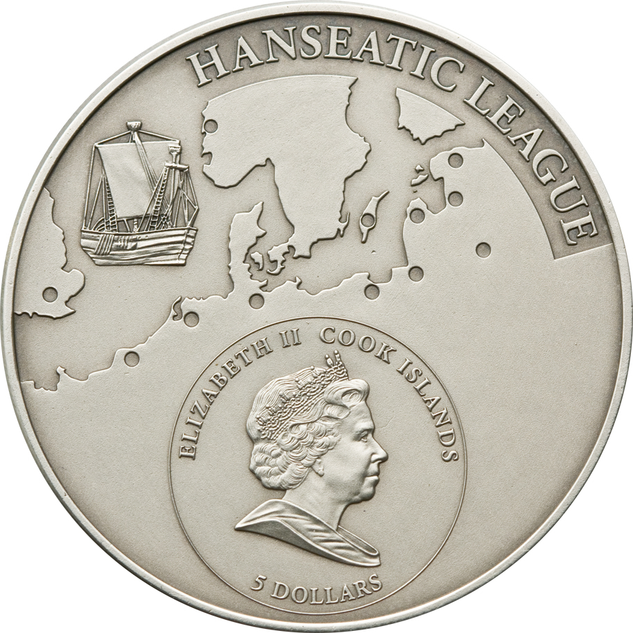 Cook Islands 2009 5 Dollars Lubeck Germany Silver Coin
