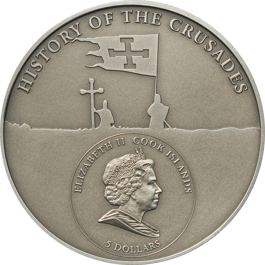 Cook Islands 2010 5 Dollars 3rd Crusade Richard the Lionheart Silver Coin