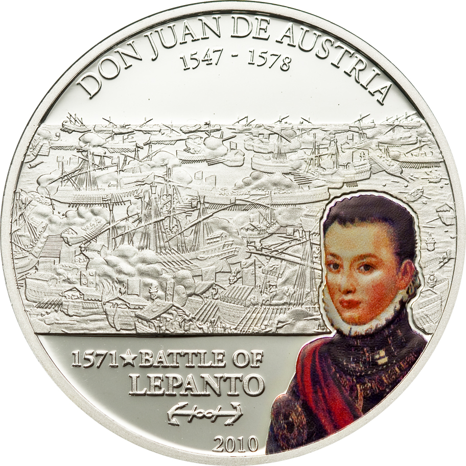 Cook Islands 2010 5 Dollars Don Juan de Austria Battle of Lepanto Silver Coin