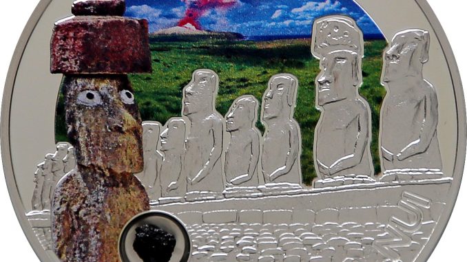 Cook Islands 2014 5 Dollars Easter Island Rapa Nui Moai Silver Coin