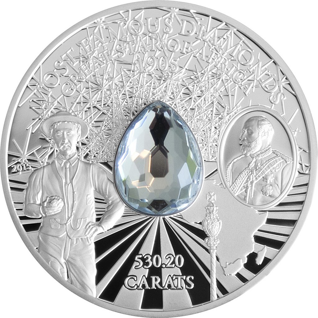 Cook Islands 2015 10 Dollars Great Star of Africa Diamond Silver Coin