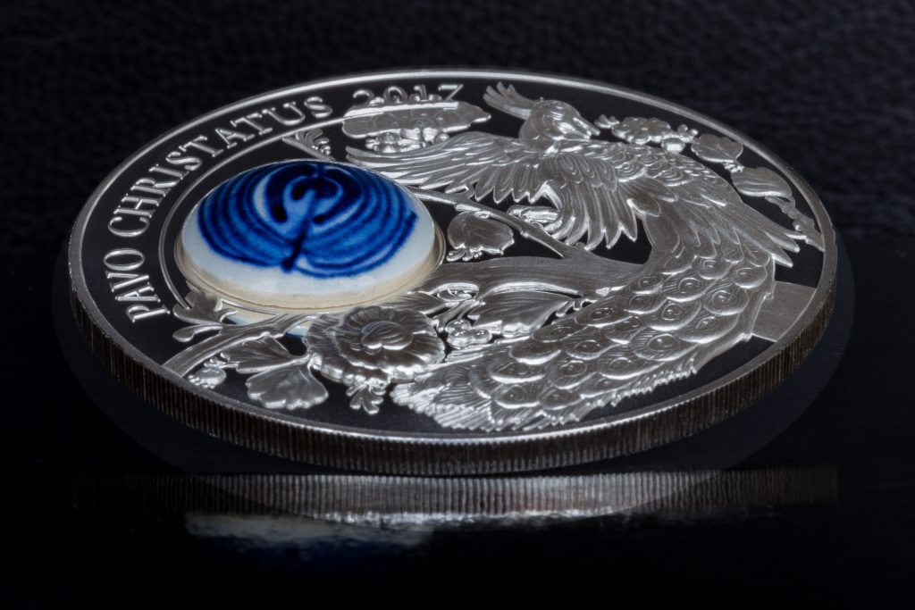 Cook Islands 2017 10 Dollars Royal Delft Peacock Pavo Christatus Silver Coin