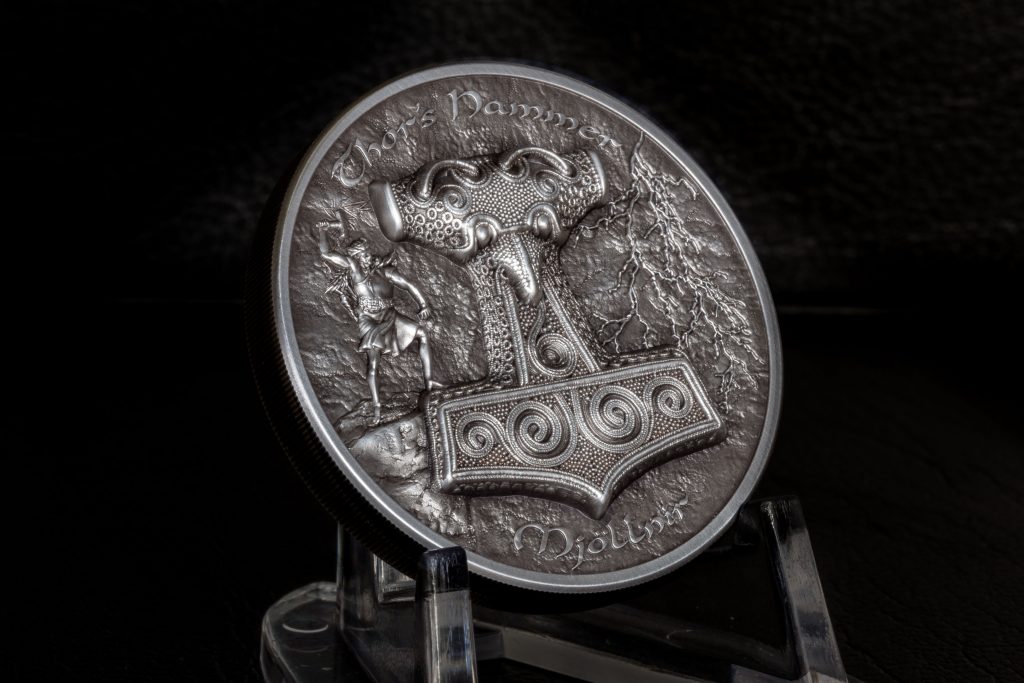 Cook Islands 2017 10 Dollars Thors Hammer Mjollnir Silver Coin