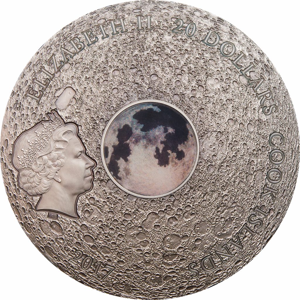 Cook Islands 2017 20 Dollars Meteorite Moon Earths Satellite Silver Coin