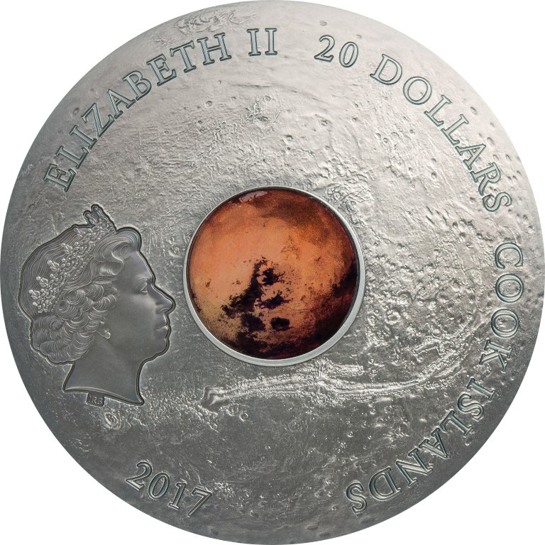 Cook Islands 2017 20 Dollars Meteorite Mars The Red Planet Silver Coin