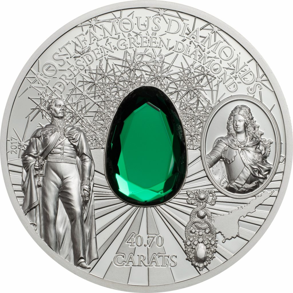 Cook Islands 2017 10 Dollars Dresden Green Diamond Silver Coin