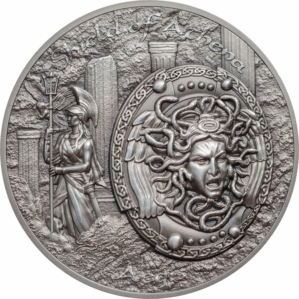 Cook Islands 2018 10 Dollars Shield of Athena Aegis Silver Coin