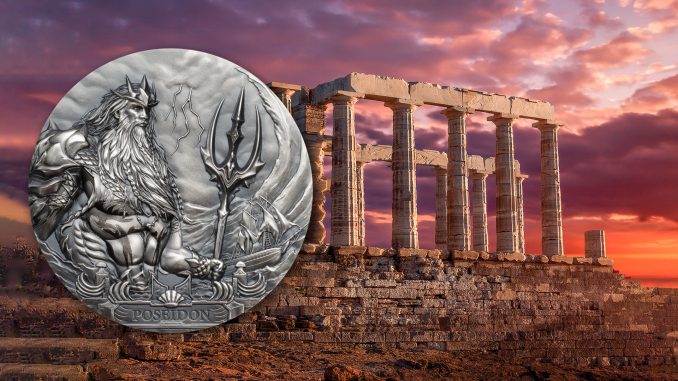 Cook Islands 2019 20 Dollars Poseidon God of the Sea Silver Coin