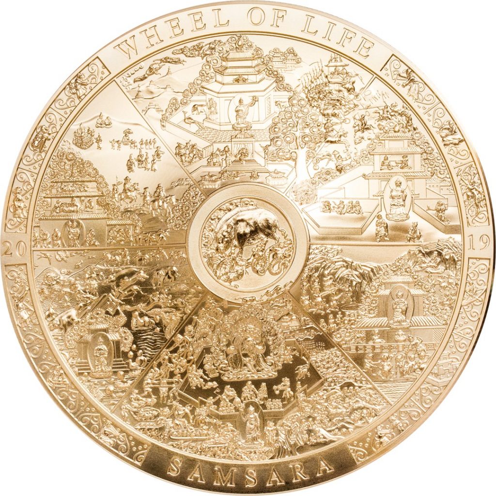 Cook Islands 2019 20 Dollars Samsara Wheel of Life Golden Coin