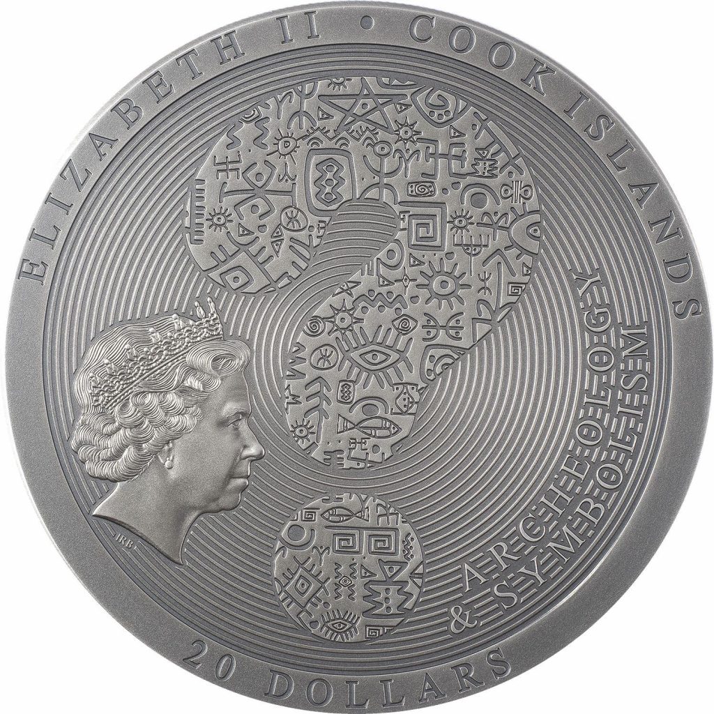 Cook Islands 2021 20 Dollars Bactrian Cybele Disk Archeology Symbolism Series Silver Coin Antiqued