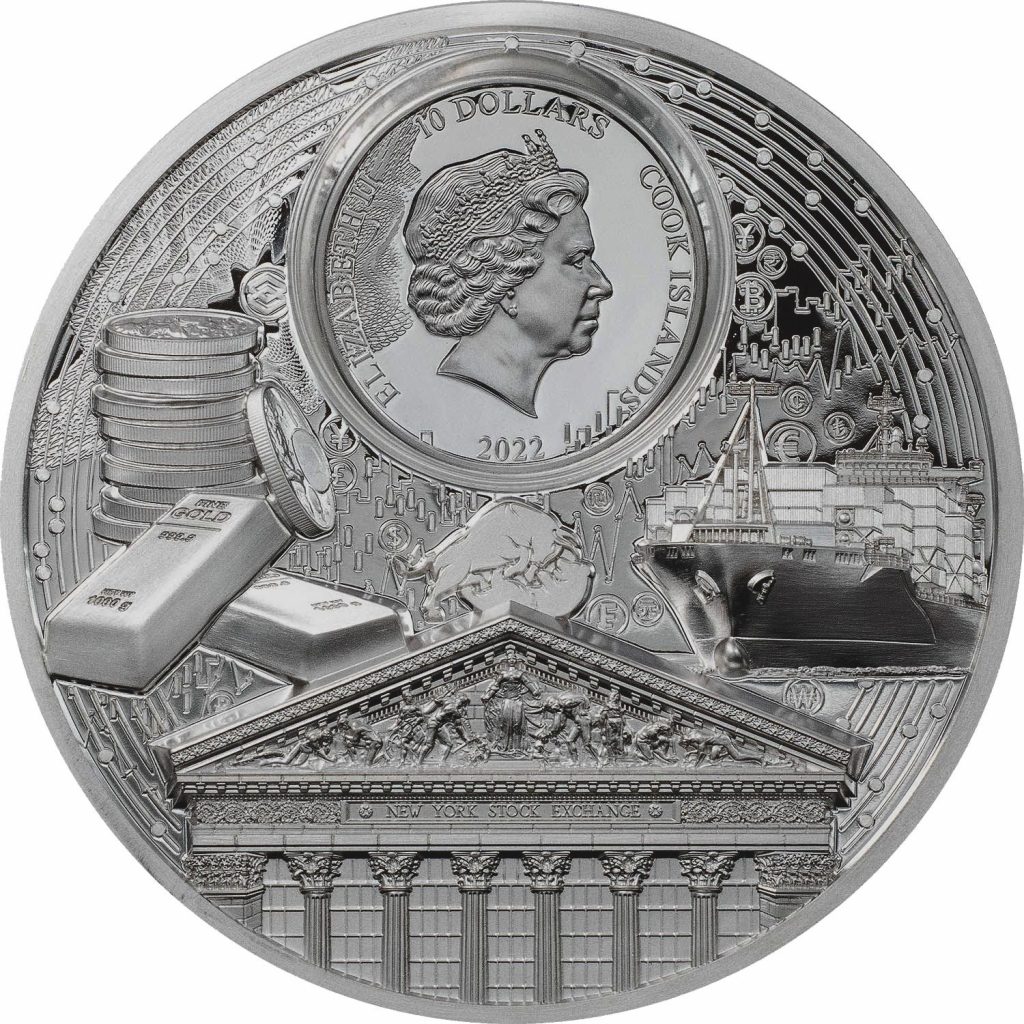 Cook Islands 2022 10 Dollars Trade makes the World grow Time Flies series black proof silver coin