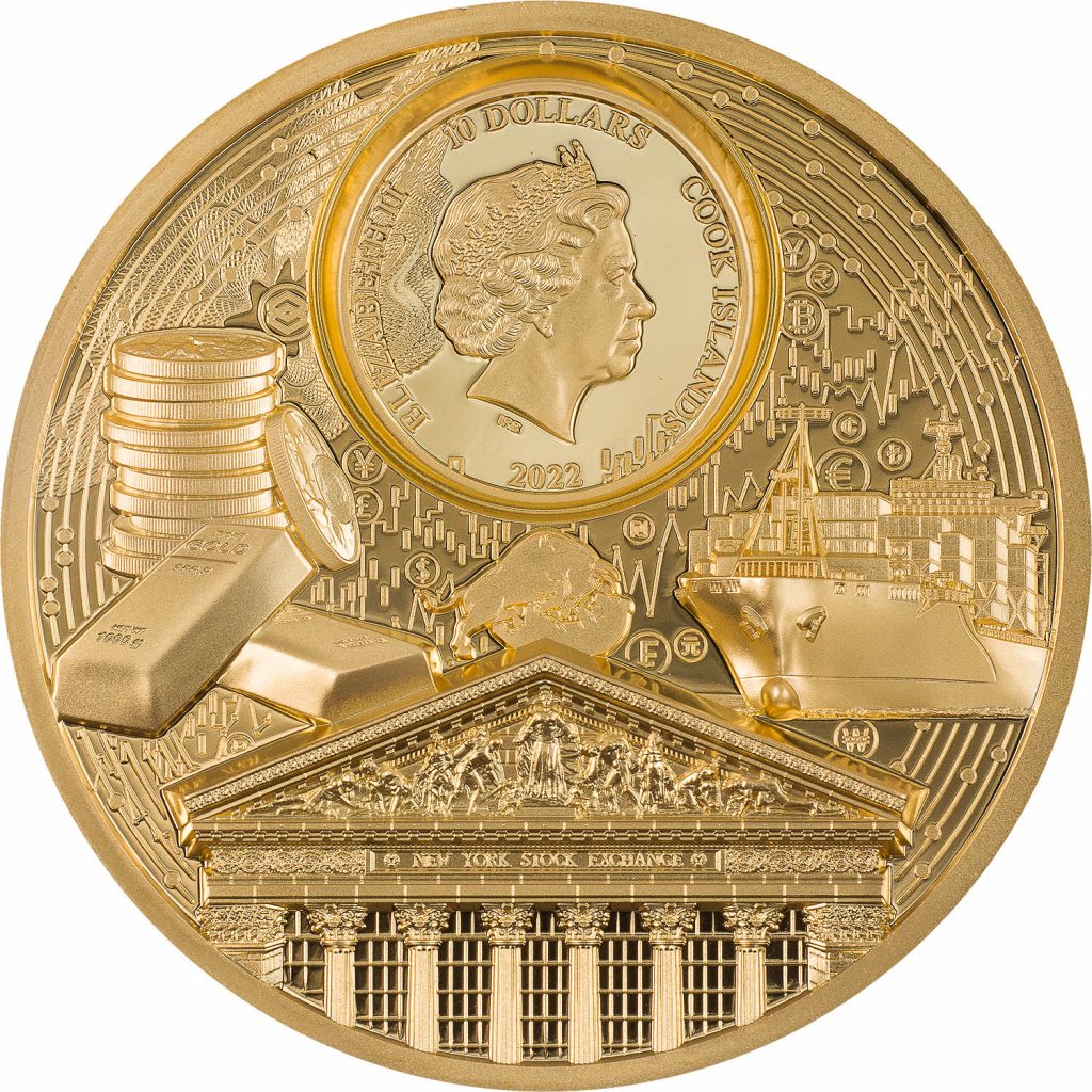 Cook Islands 2022 10 Dollars Trade makes the World grow Time Flies series gilded proof silver coin