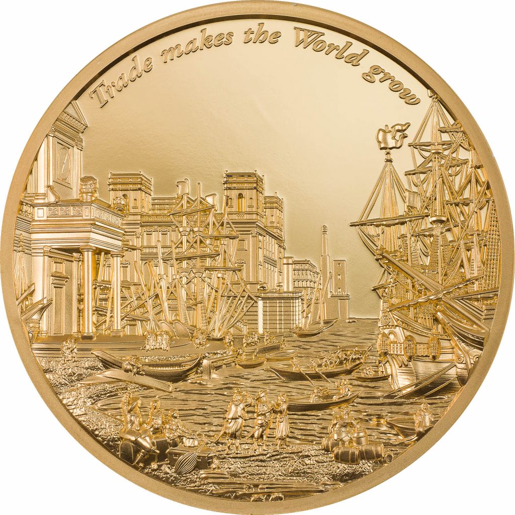 Cook Islands 2022 10 Dollars Trade makes the World grow Time Flies series gilded proof silver coin