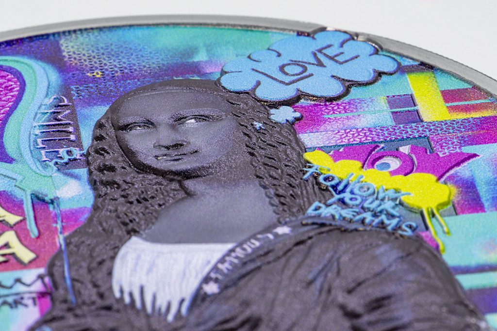 Cook Islands 2023 20 Dollars Mona Lisa - Graffiti Art 3oz pure silver coin