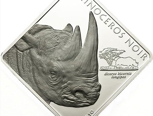 Cameroon 2010 1500 Francs Rhinoceros Noir Silver Coin