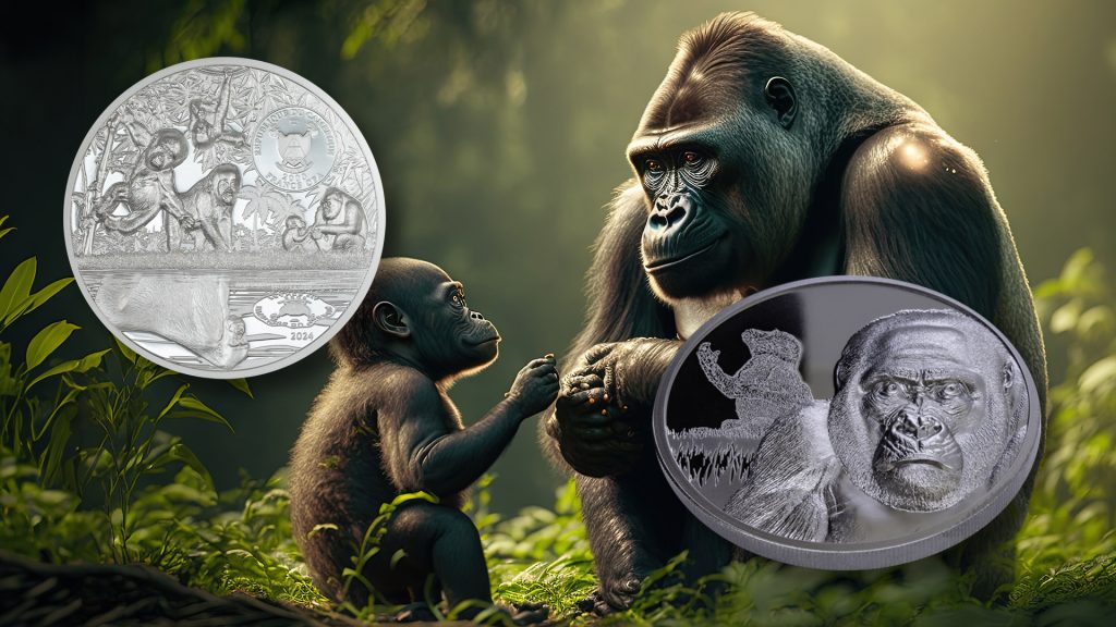 Gorilla Growing Up Series 2oz Silver Coin Cameroon 2024 2000 Francs