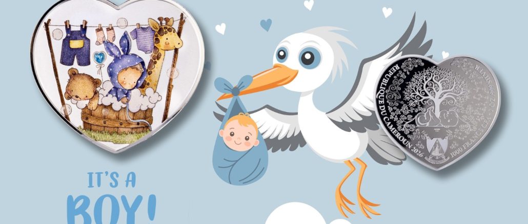 Baby Boy New Born Heart series 2026 Cameroon 1oz pure silver coin