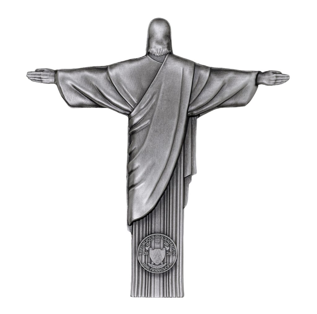 Christ the Redeemer 3D Antiqued 2oz Silver Coin Cameroon 2026 2000 Francs