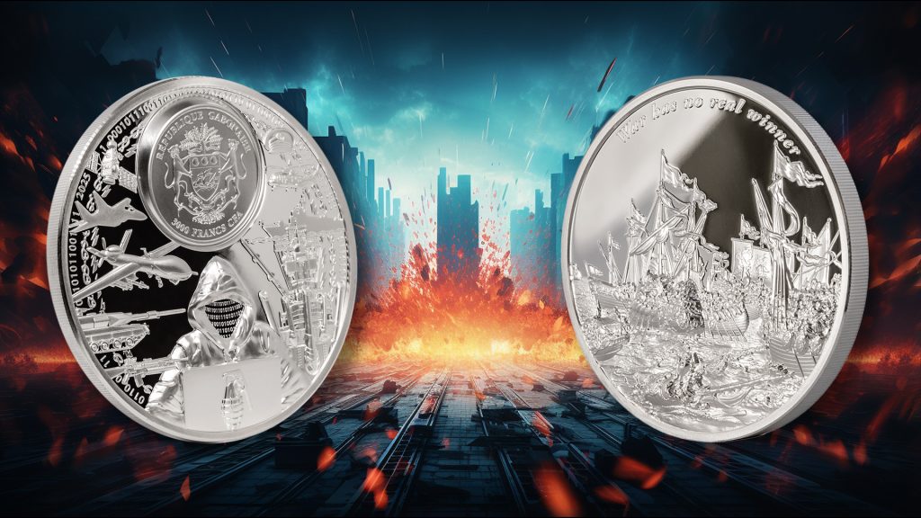 War Has No Real Winner Gabon 5oz pure silver coin 2025 - Time Flies Series