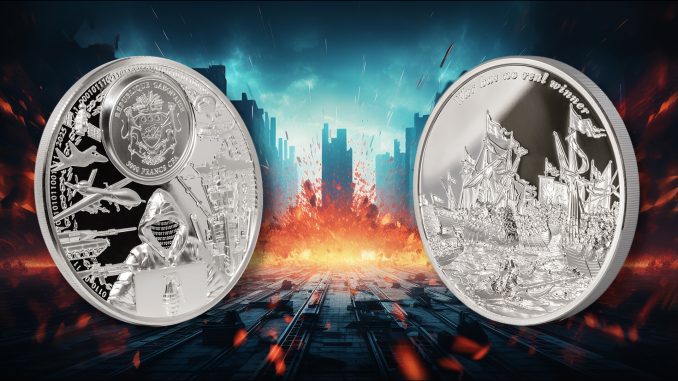 War Has No Real Winner Gabon 5oz pure silver coin 2025 - Time Flies Series