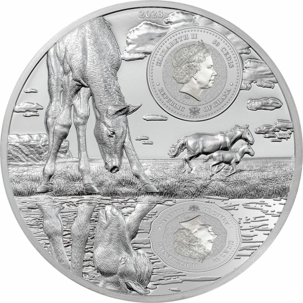 Ghana 2023 50 Cedis Stallion 5oz Growing Up Series Silver Coin