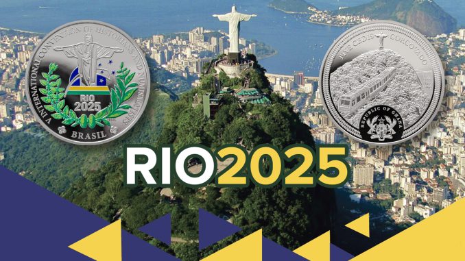Rio2025 - V Convención Internacional de Historiadores y Numismáticos Ghana 1oz pure silver coin 2025 Rio2025 - V Convención Internacional de Historiadores y Numismáticos Ghana 1oz pure silver coin 2025