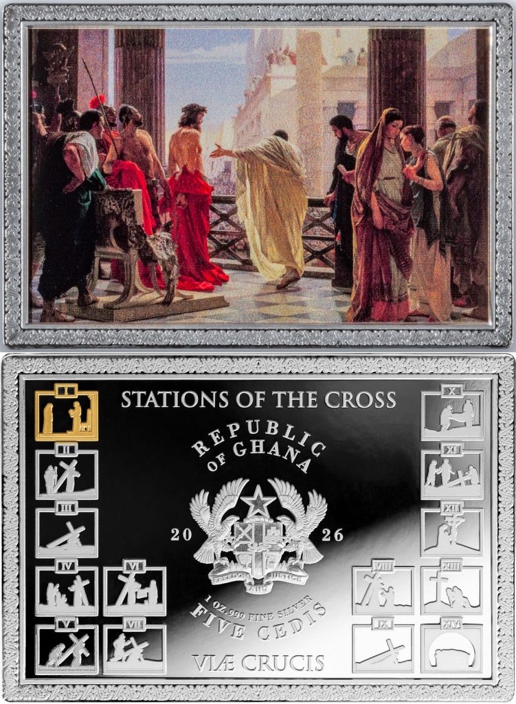 14 Stations of the Cross SET 14oz Silver - Ghana Pure Silver colored 1oz coins