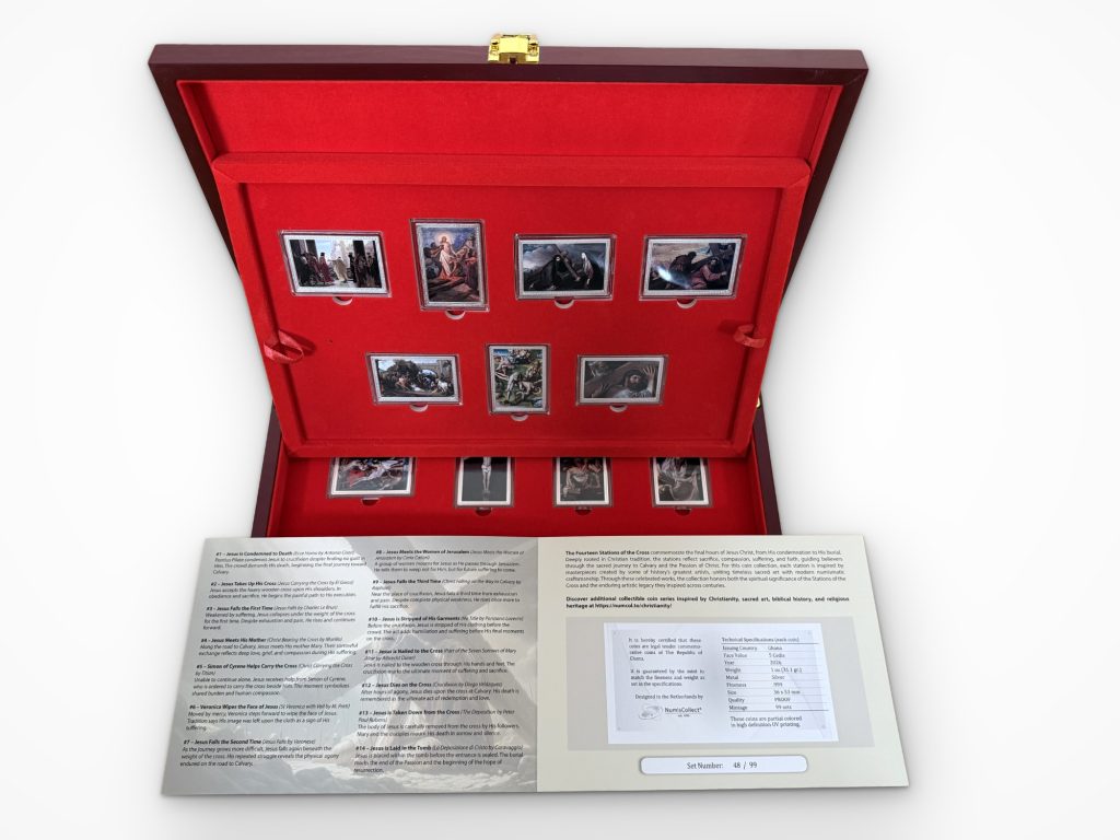 14 Stations of the Cross SET 14oz Silver - Ghana Pure Silver colored 1oz coins