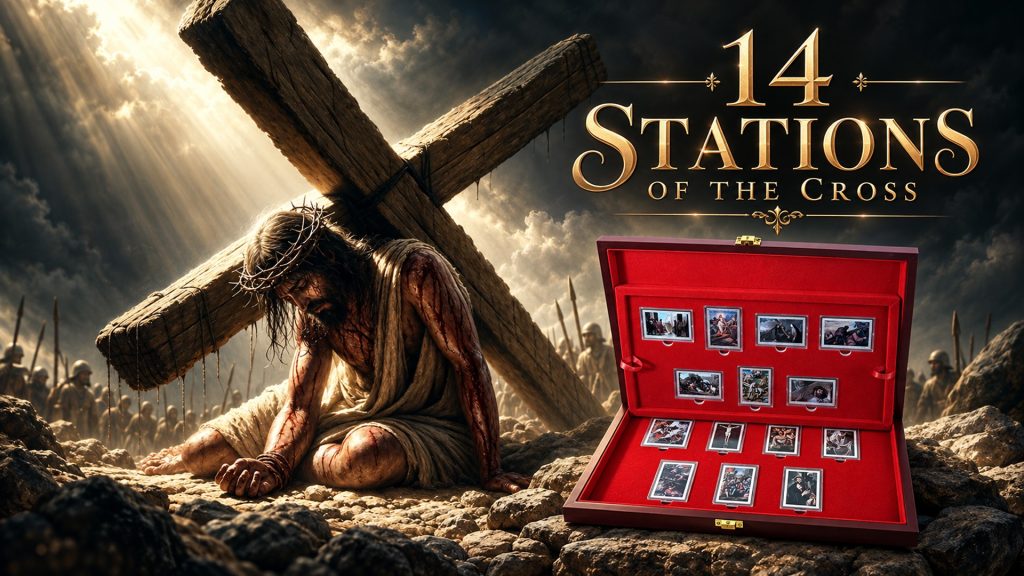 14 Stations of the Cross SET 14oz Silver - Ghana Pure Silver colored 1oz coins