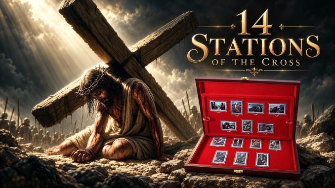 14 Stations of the Cross SET 14oz Silver - Ghana Pure Silver colored 1oz coins