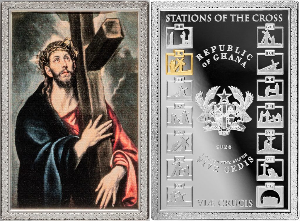 14 Stations of the Cross SET 14oz Silver - Ghana Pure Silver colored 1oz coins