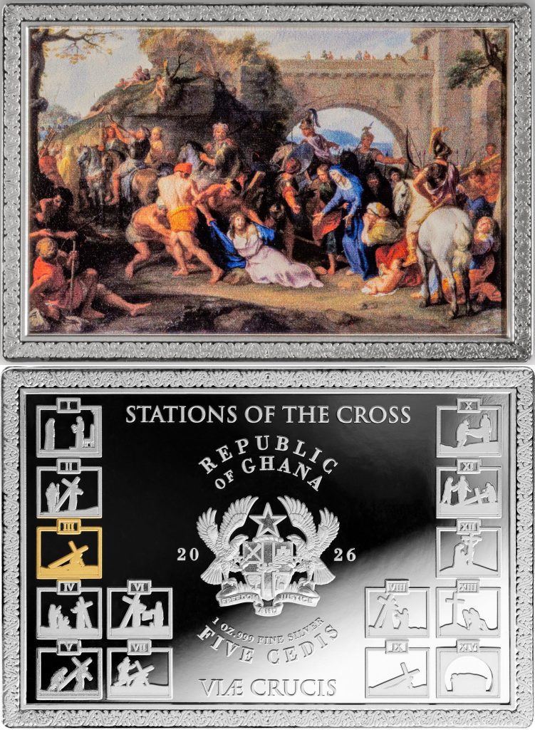 14 Stations of the Cross SET 14oz Silver - Ghana Pure Silver colored 1oz coins