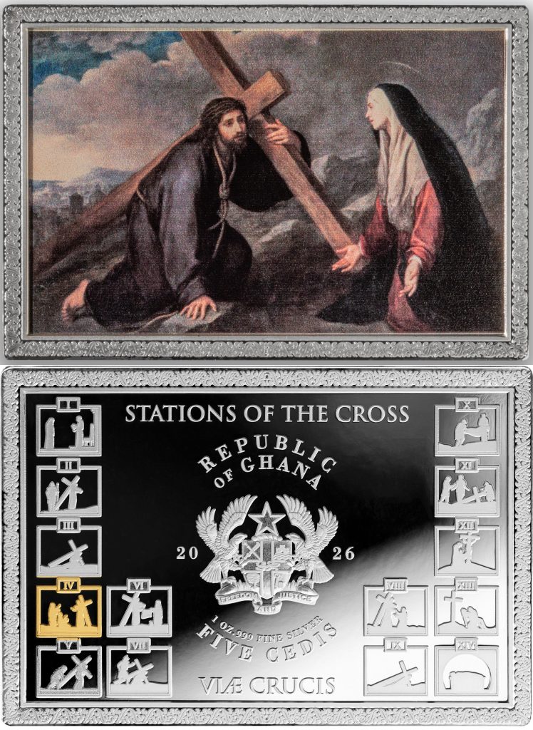 14 Stations of the Cross SET 14oz Silver - Ghana Pure Silver colored 1oz coins