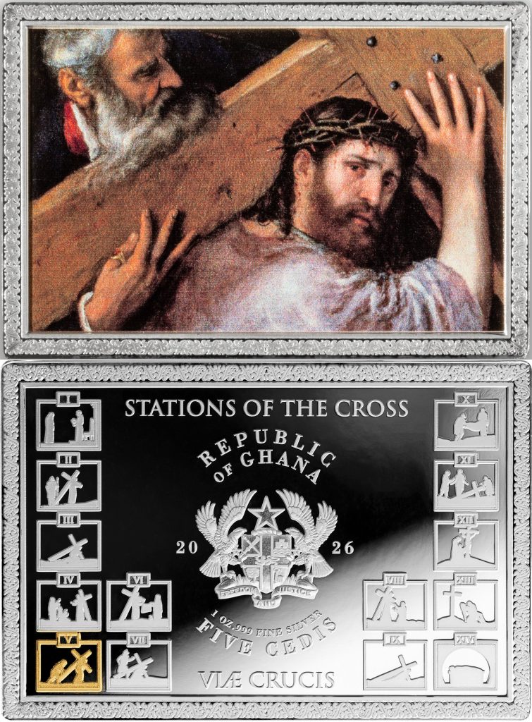 14 Stations of the Cross SET 14oz Silver - Ghana Pure Silver colored 1oz coins