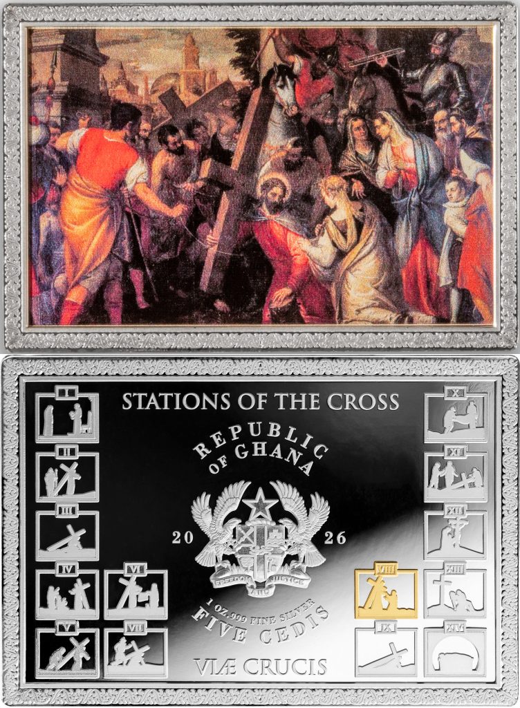 14 Stations of the Cross SET 14oz Silver - Ghana Pure Silver colored 1oz coins