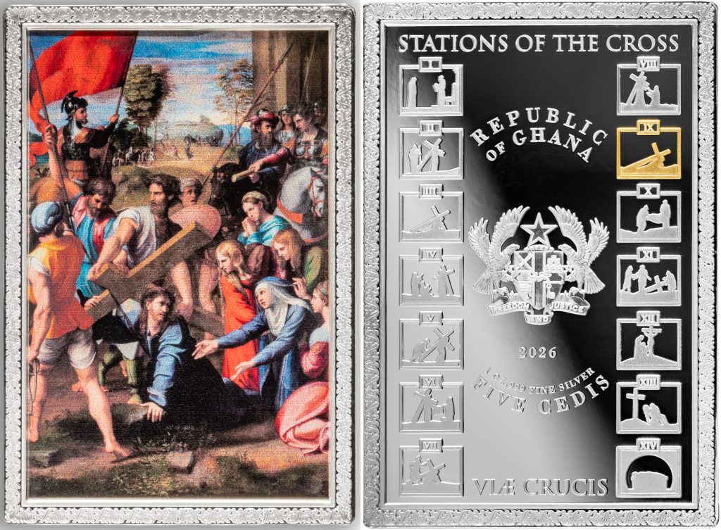 14 Stations of the Cross SET 14oz Silver - Ghana Pure Silver colored 1oz coins
