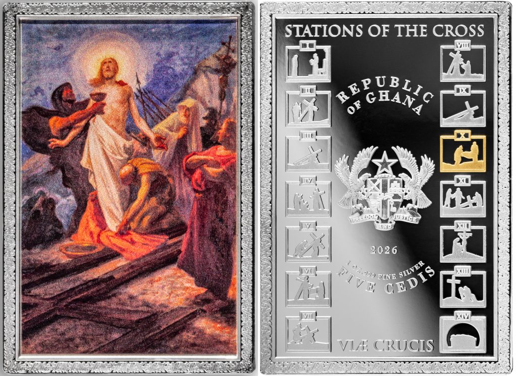 14 Stations of the Cross SET 14oz Silver - Ghana Pure Silver colored 1oz coins