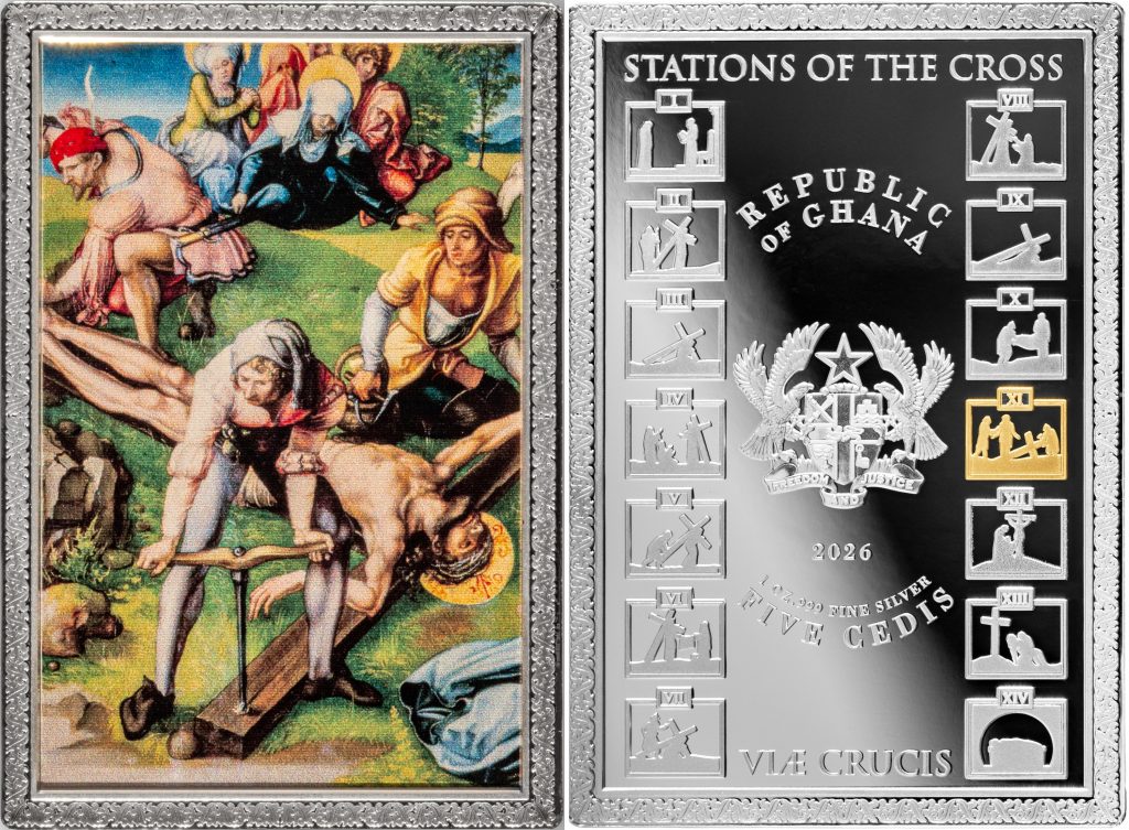 14 Stations of the Cross SET 14oz Silver - Ghana Pure Silver colored 1oz coins