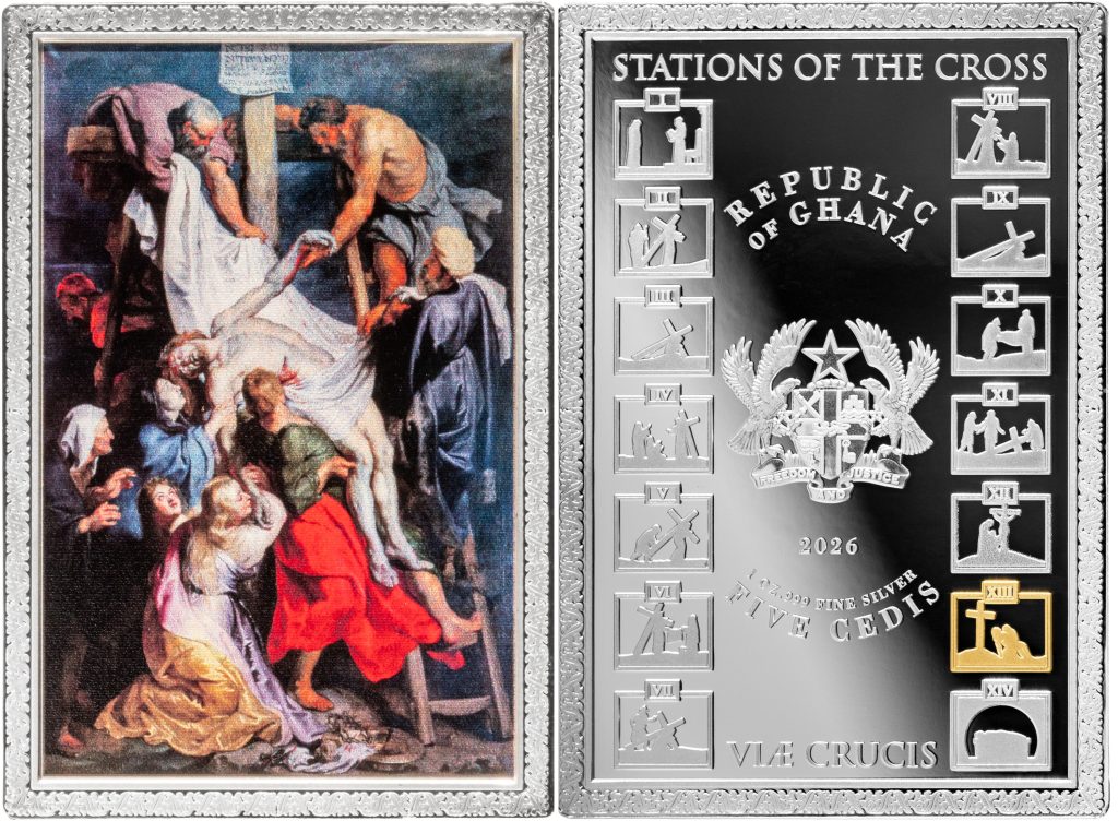 14 Stations of the Cross SET 14oz Silver - Ghana Pure Silver colored 1oz coins