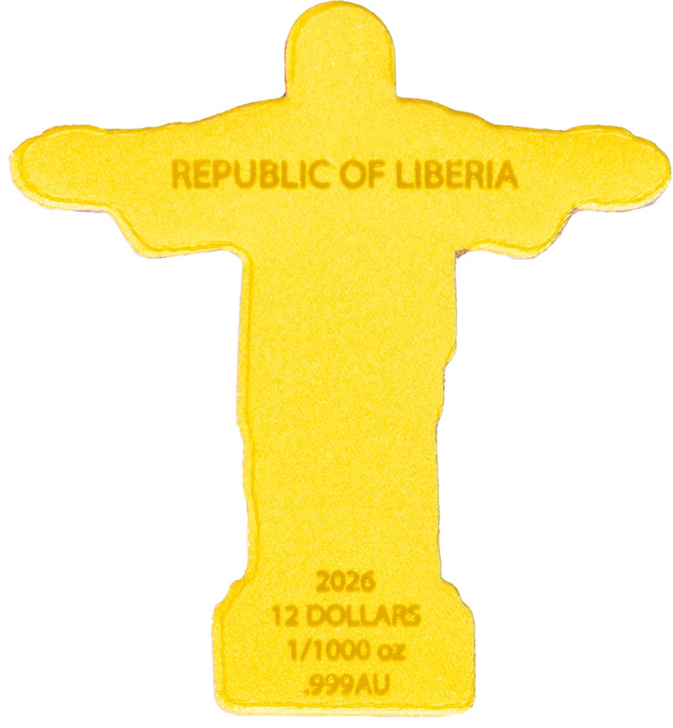 Christ the Redeemer 1/1000oz small gold Liberia 2026 12 Dollars