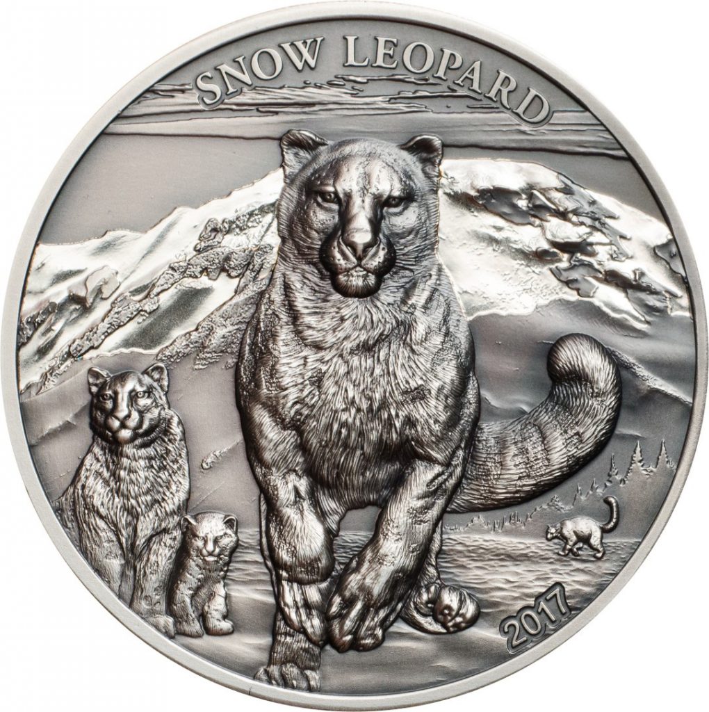 Mongolia 2017 500 Togrog Snow Leopard Silver Coin