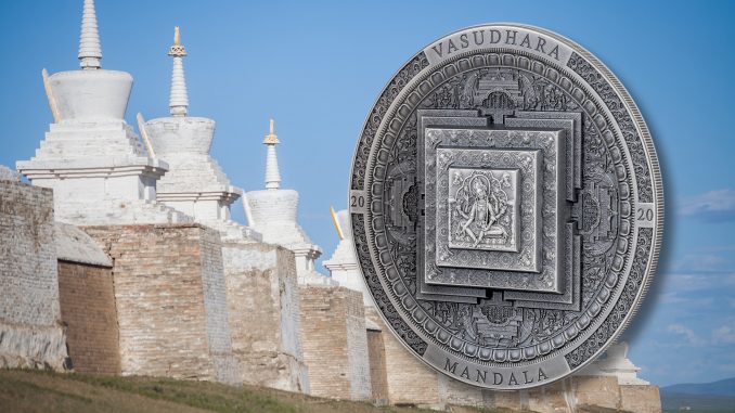 Mongolia 2020 2000 Togrog Vasudhara Mandala - Archeology & Symbolism Series Silver Coin