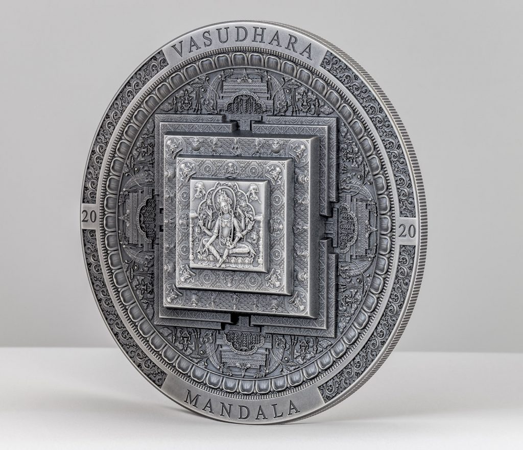 Mongolia 2020 2000 Togrog Vasudhara Mandala - Archeology & Symbolism Series Silver Coin