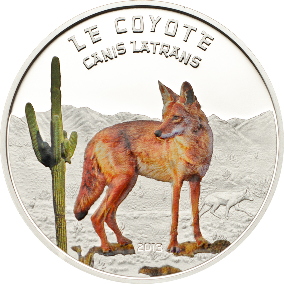 Niger 2013 1000 Francs Canis Latrans Coyote Silver Coin