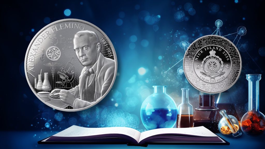 Alexander Fleming Niue 1oz pure silver coin 2026 - Science Explained Series