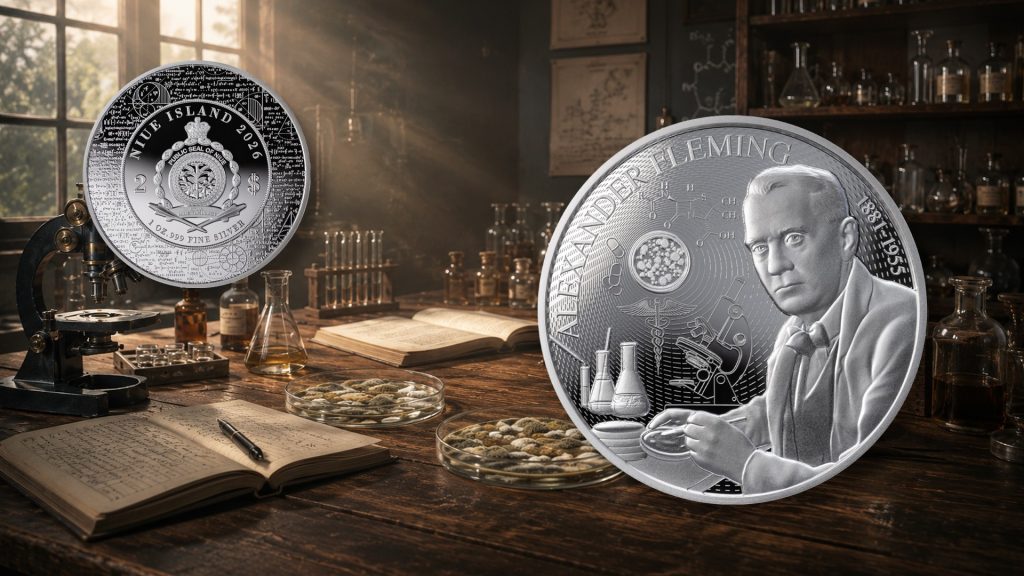 Alexander Fleming Niue 1oz pure silver coin 2026 - Science Explained Series